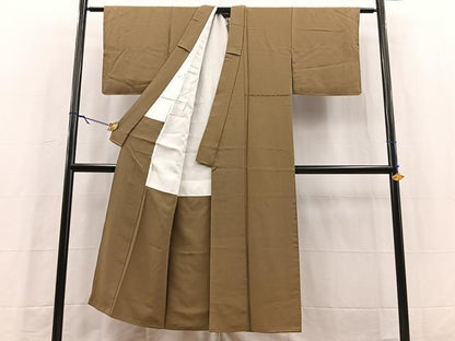平和屋着物■上質な色無地　利休茶色　正絹　逸品　BAAY5768yc