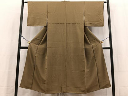 平和屋着物■上質な色無地　利休茶色　正絹　逸品　BAAY5768yc