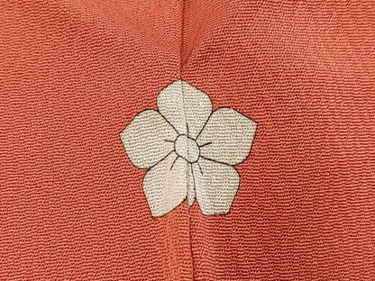 平和屋着物■上質な色無地　エ霞花地紋　真朱色　正絹　逸品　BAAY5779yc