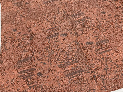平和屋着物■上質な小紋　切嵌更紗花文　正絹　逸品　BAAY5782yc