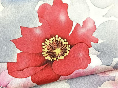 平和屋着物■訪問着　手描き　草花文　シルエット　暈し染め　正絹　逸品　BAAY5785yc
