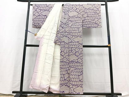 平和屋着物■上質な小紋　総絞り　幾何学花文　正絹　逸品　BAAY5786yc