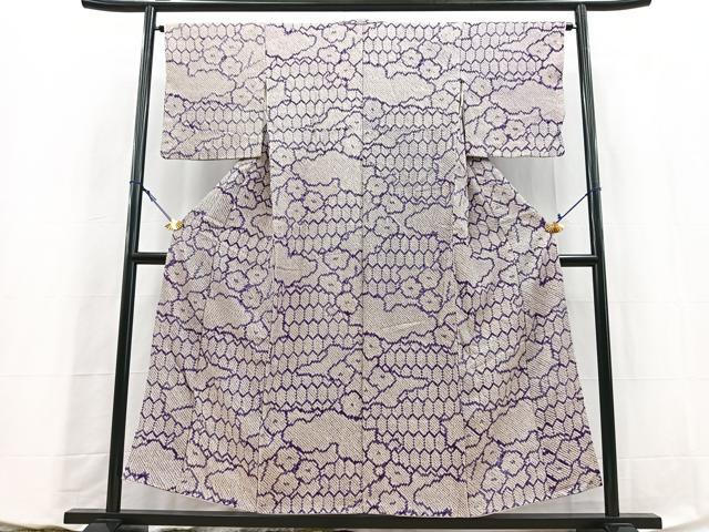 平和屋着物■上質な小紋　総絞り　幾何学花文　正絹　逸品　BAAY5786yc