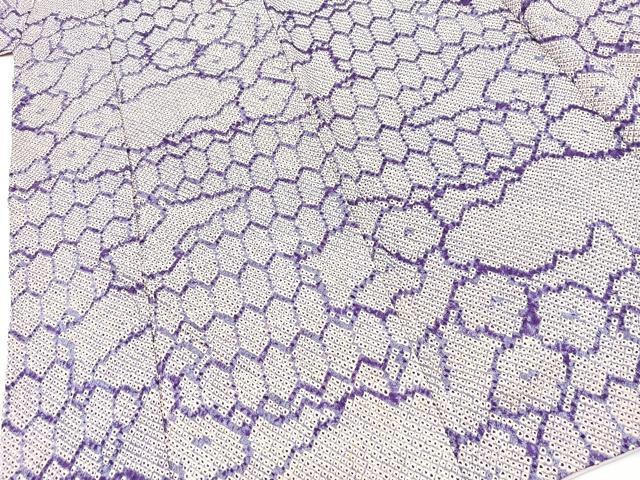 平和屋着物■上質な小紋　総絞り　幾何学花文　正絹　逸品　BAAY5786yc