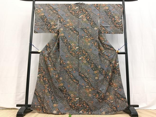 平和屋着物■上質な小紋　吉祥花文　金彩　正絹　逸品　BAAY5787yc