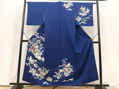 平和屋着物■訪問着　駒刺繍　流水風景花文　金彩　正絹　逸品　BAAY5790yc