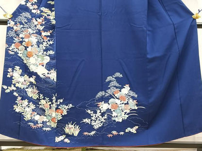 平和屋着物■訪問着　駒刺繍　流水風景花文　金彩　正絹　逸品　BAAY5790yc