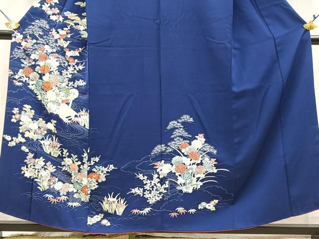 平和屋着物■訪問着　駒刺繍　流水風景花文　金彩　正絹　逸品　BAAY5790yc