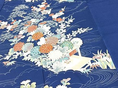 平和屋着物■訪問着　駒刺繍　流水風景花文　金彩　正絹　逸品　BAAY5790yc