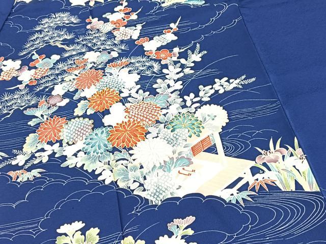 平和屋着物■訪問着　駒刺繍　流水風景花文　金彩　正絹　逸品　BAAY5790yc