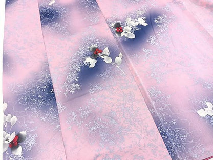 平和屋着物■上質な小紋　舞花文　暈し染め　正絹　逸品　BAAY5794yc