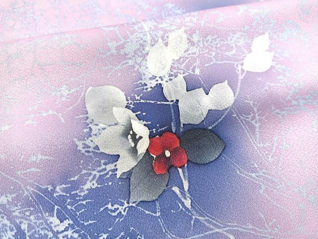 平和屋着物■上質な小紋　舞花文　暈し染め　正絹　逸品　BAAY5794yc