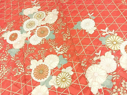平和屋着物■豪華振袖　駒刺繍　籠目草花文　金彩　正絹　逸品　BAAY5795yc