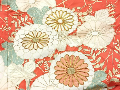 平和屋着物■豪華振袖　駒刺繍　籠目草花文　金彩　正絹　逸品　BAAY5795yc