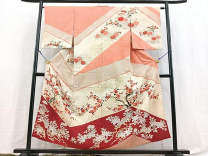 平和屋着物■訪問着　絞り　駒刺繍　風景花文　金彩　正絹　逸品　BAAY5799yc