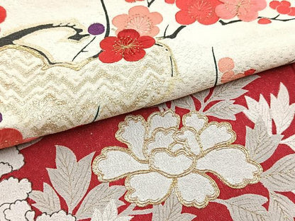 平和屋着物■訪問着　絞り　駒刺繍　風景花文　金彩　正絹　逸品　BAAY5799yc