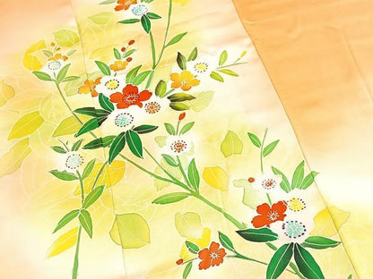 平和屋着物■訪問着　草花文　暈し染め　正絹　逸品　未使用　BAAY5803yc