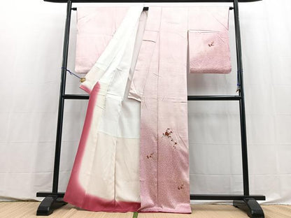 平和屋着物■訪問着　総刺繍　枝花文　暈し染め　金彩　正絹　逸品　BAAY5805yc