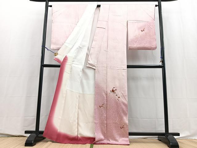 平和屋着物■訪問着　総刺繍　枝花文　暈し染め　金彩　正絹　逸品　BAAY5805yc