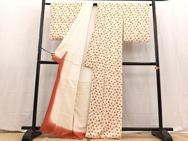 平和屋着物■上質な小紋　型染め　草花文　正絹　逸品　BAAY5808yc