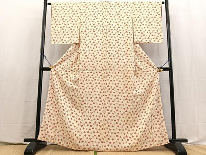 平和屋着物■上質な小紋　型染め　草花文　正絹　逸品　BAAY5808yc