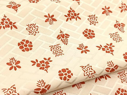 平和屋着物■上質な小紋　型染め　草花文　正絹　逸品　BAAY5808yc