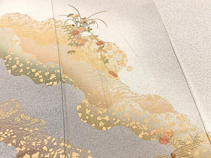 平和屋着物■訪問着　刺繍　道長花文　暈し染め　金彩　正絹　逸品　BAAY5809yc