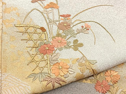 平和屋着物■訪問着　刺繍　道長花文　暈し染め　金彩　正絹　逸品　BAAY5809yc