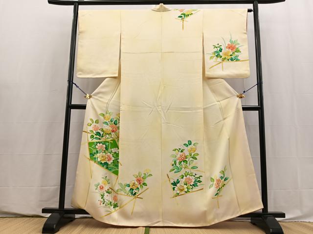 平和屋着物■訪問着　竹垣花文　暈し染め　金彩　正絹　逸品　BAAY5810yc