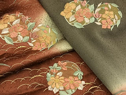 平和屋着物■訪問着　駒刺繍　花丸文　暈し染め　金彩　鈴乃屋扱い　正絹　逸品　BAAY5811yc