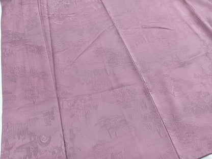 平和屋着物■上質な色無地　風景人物地紋　京紫色　正絹　逸品　BAAY5822yc