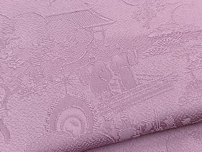 平和屋着物■上質な色無地　風景人物地紋　京紫色　正絹　逸品　BAAY5822yc