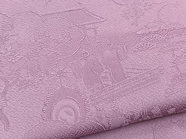 平和屋着物■上質な色無地　風景人物地紋　京紫色　正絹　逸品　BAAY5822yc