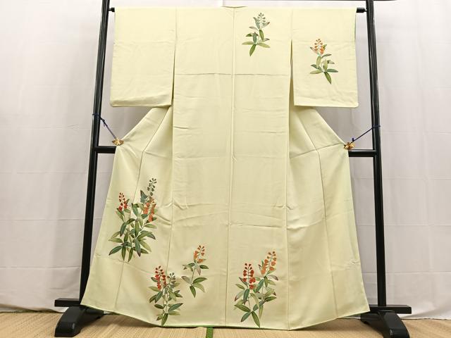 平和屋着物■訪問着　刺繍　草花文　金彩　正絹　逸品　BAAY5824yc