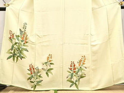 平和屋着物■訪問着　刺繍　草花文　金彩　正絹　逸品　BAAY5824yc