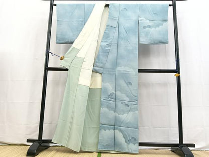 平和屋着物■訪問着　地紋起こし　雲重ね菊花文　暈し染め　正絹　逸品　BAAY5827yc