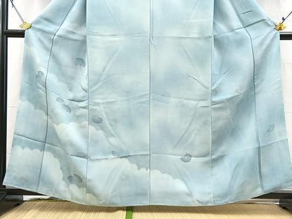 平和屋着物■訪問着　地紋起こし　雲重ね菊花文　暈し染め　正絹　逸品　BAAY5827yc