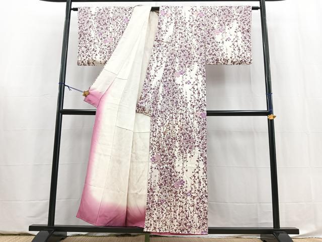 平和屋着物■上質な小紋　草花文　金彩　正絹　逸品　BAAY5829yc