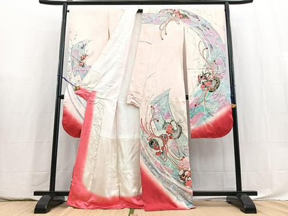 平和屋着物■谷崎潤一郎の世界　振袖　動物鼓花文　牡丹　金銀彩　正絹　逸品　BAAY5831yc
