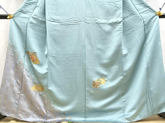 平和屋着物■訪問着　刺繍　地紙花文　暈し染め　金彩　正絹　逸品　BAAY5834yc
