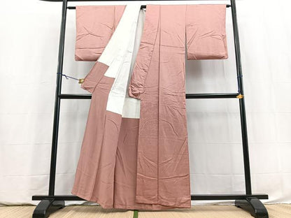 平和屋着物■色留訪問着　色無地　格天井花地紋　退紅色　正絹　逸品　BAAY5835yc
