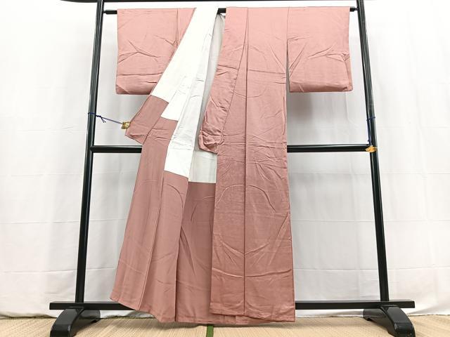 平和屋着物■色留訪問着　色無地　格天井花地紋　退紅色　正絹　逸品　BAAY5835yc