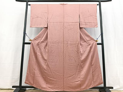 平和屋着物■色留訪問着　色無地　格天井花地紋　退紅色　正絹　逸品　BAAY5835yc