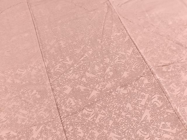 平和屋着物■色留訪問着　色無地　格天井花地紋　退紅色　正絹　逸品　BAAY5835yc