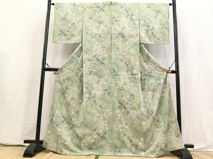 平和屋着物■上質な小紋　草花文　金彩　正絹　逸品　BAAY5837yc
