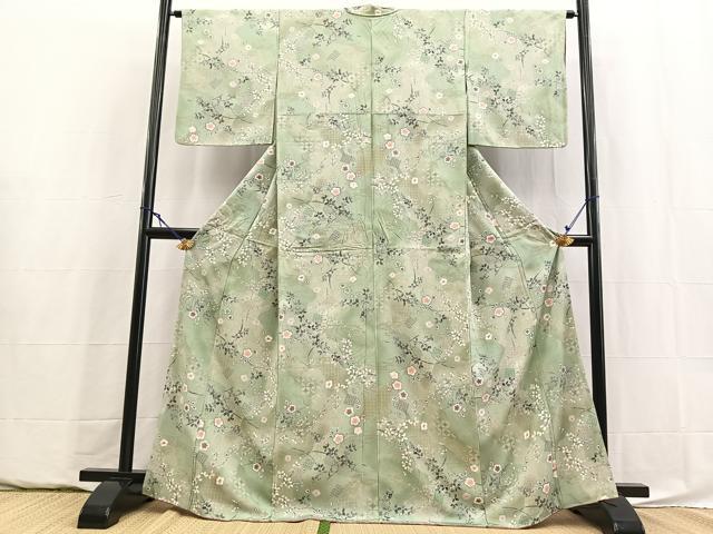 平和屋着物■上質な小紋　草花文　金彩　正絹　逸品　BAAY5837yc
