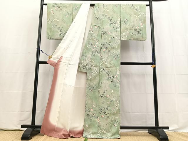 平和屋着物■上質な小紋　草花文　金彩　正絹　逸品　BAAY5837yc