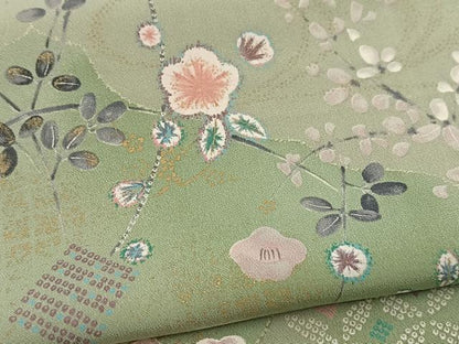 平和屋着物■上質な小紋　草花文　金彩　正絹　逸品　BAAY5837yc