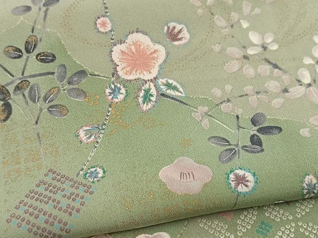 平和屋着物■上質な小紋　草花文　金彩　正絹　逸品　BAAY5837yc