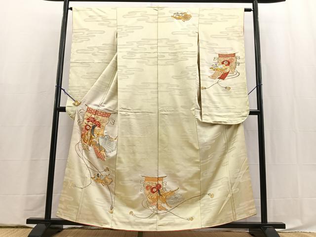 平和屋着物■豪華振袖　総刺繍　駒刺繍　十二単　暈し染め　正絹　逸品　BAAY5839yc